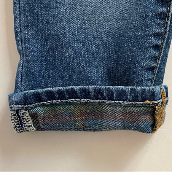 Gap Jeans size 12-18 Months plaid flannel cuffs Denim pants baby boys Gapkids - Picture 2 of 13